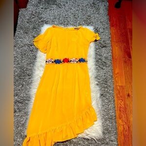 Yellow Floral Embroidered Dress